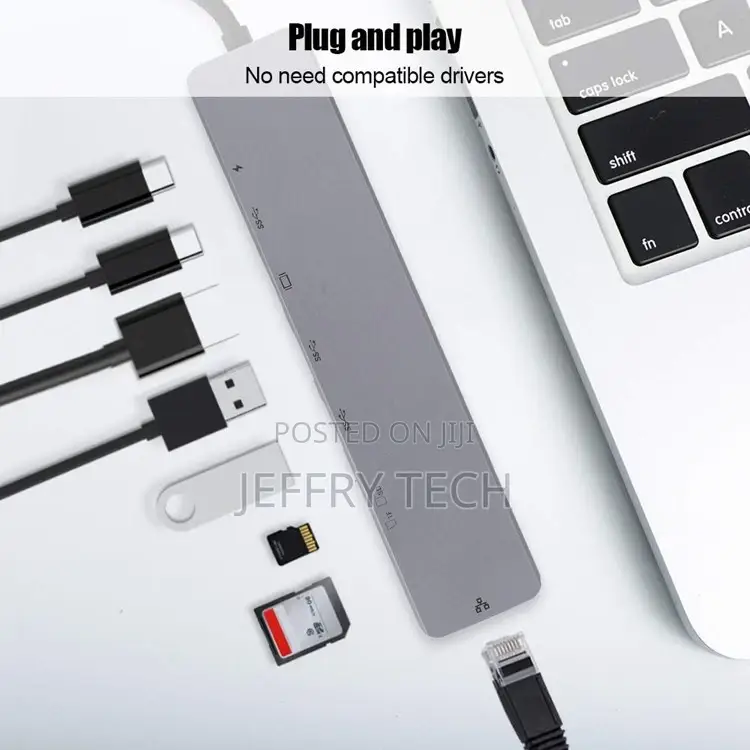 High Quality 8 in 1 Multiport Type C to Hd-Mi + VGA + LAN Po