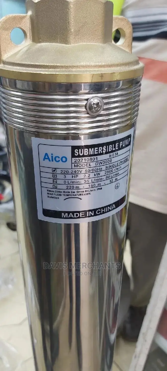 Aico 3hp Submersible Water Pump, 220 Max. Head 80l/Min