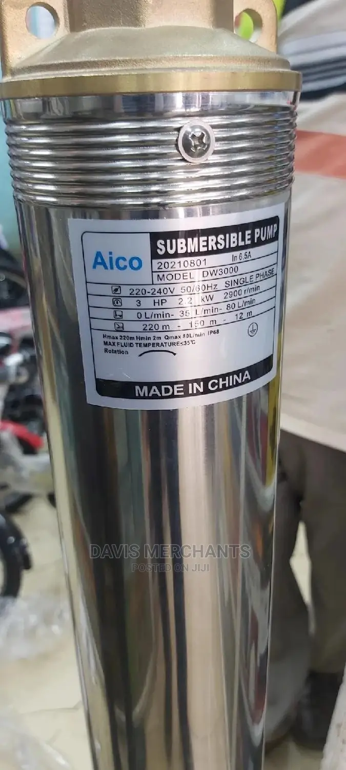 Aico 3hp Submersible Water Pump, 220 Max. Head 80l/Min