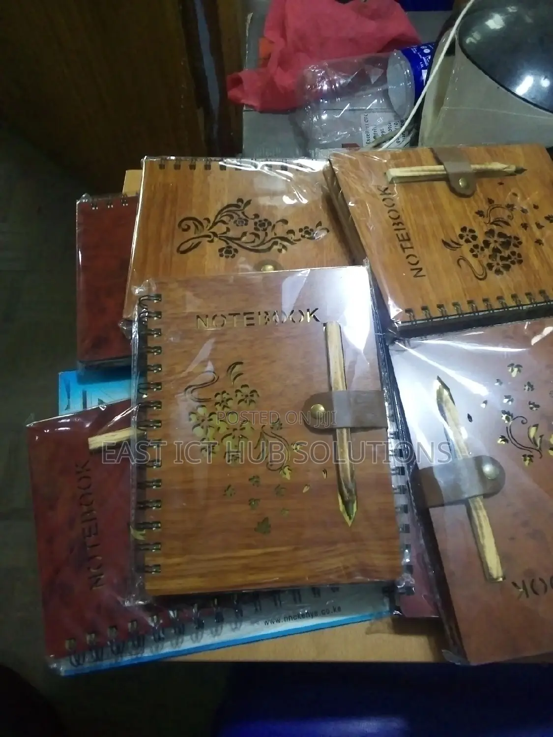 Wooden Cover Spiral Journal Notebooks, 72 Sheets + Pen