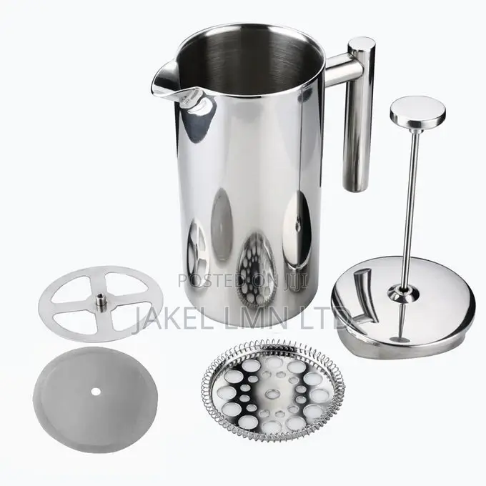Coffee 1 Litre Double Wall Stainless Steel Mirror French Pre