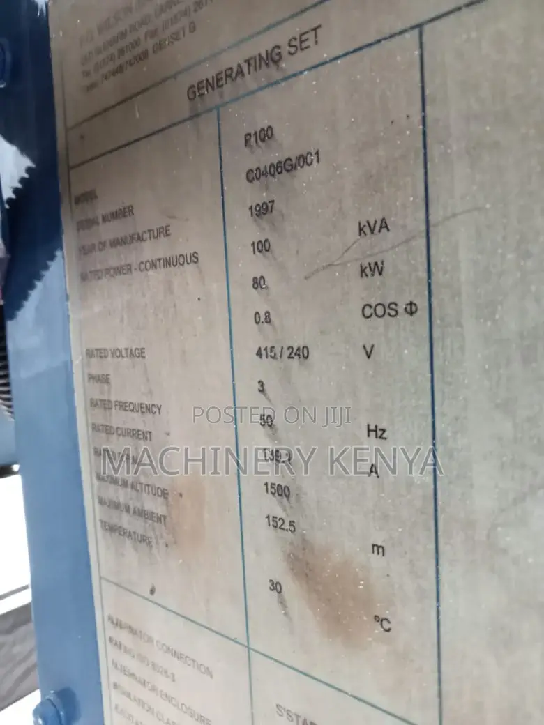 100kva Perkins Generator(Ex Uk)