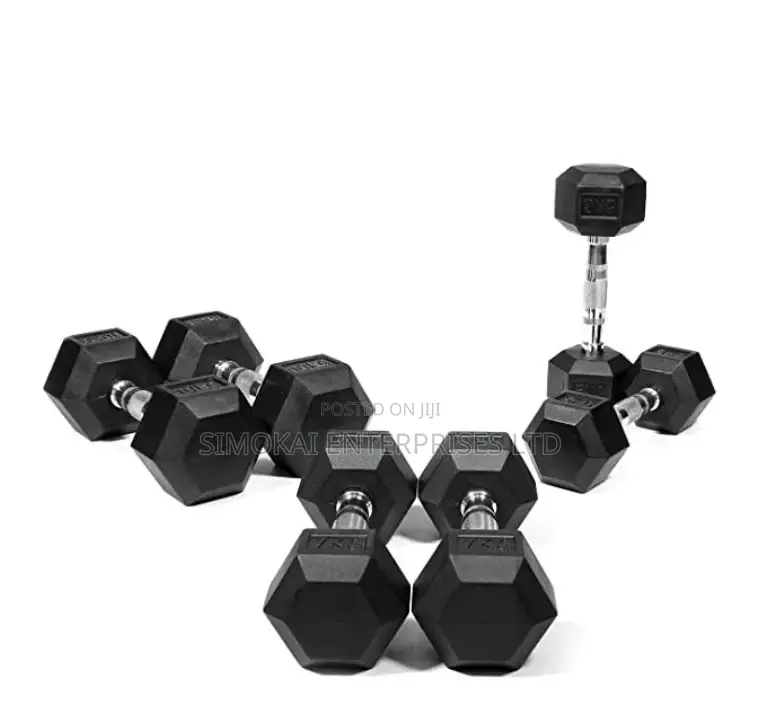 5k-50kg Hex Dumbbells Rubber Coated for Home and Gym Use