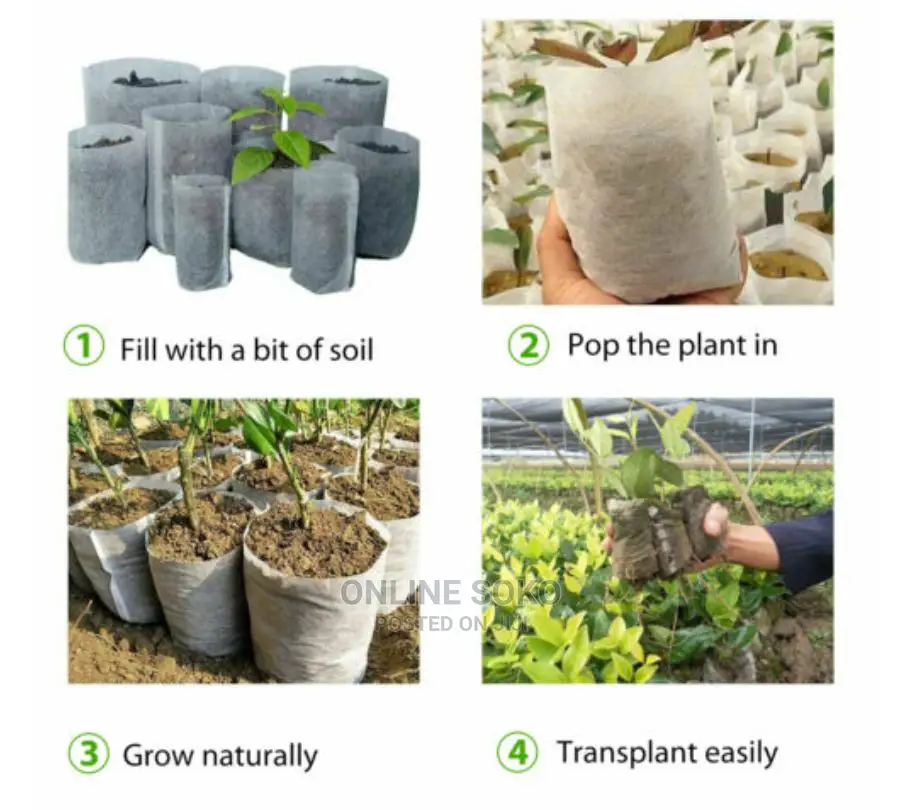Biodegradable Non-Woven Nursery Planting Seedling Bag-50 PCS