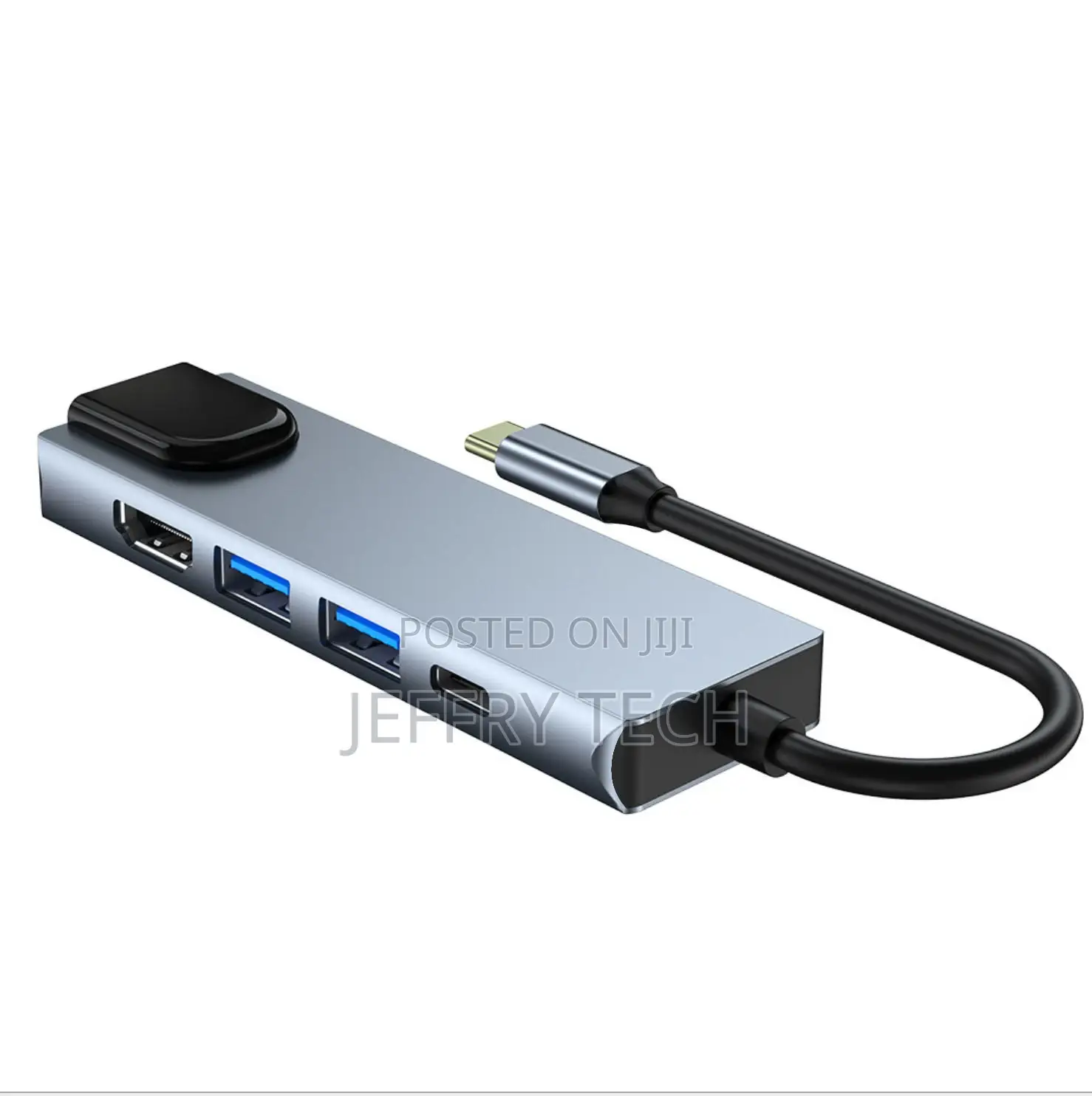 Gray 5-In-1 USB Type-C Hub Hdmi 4K USB C Hub to Gigabit Ethe