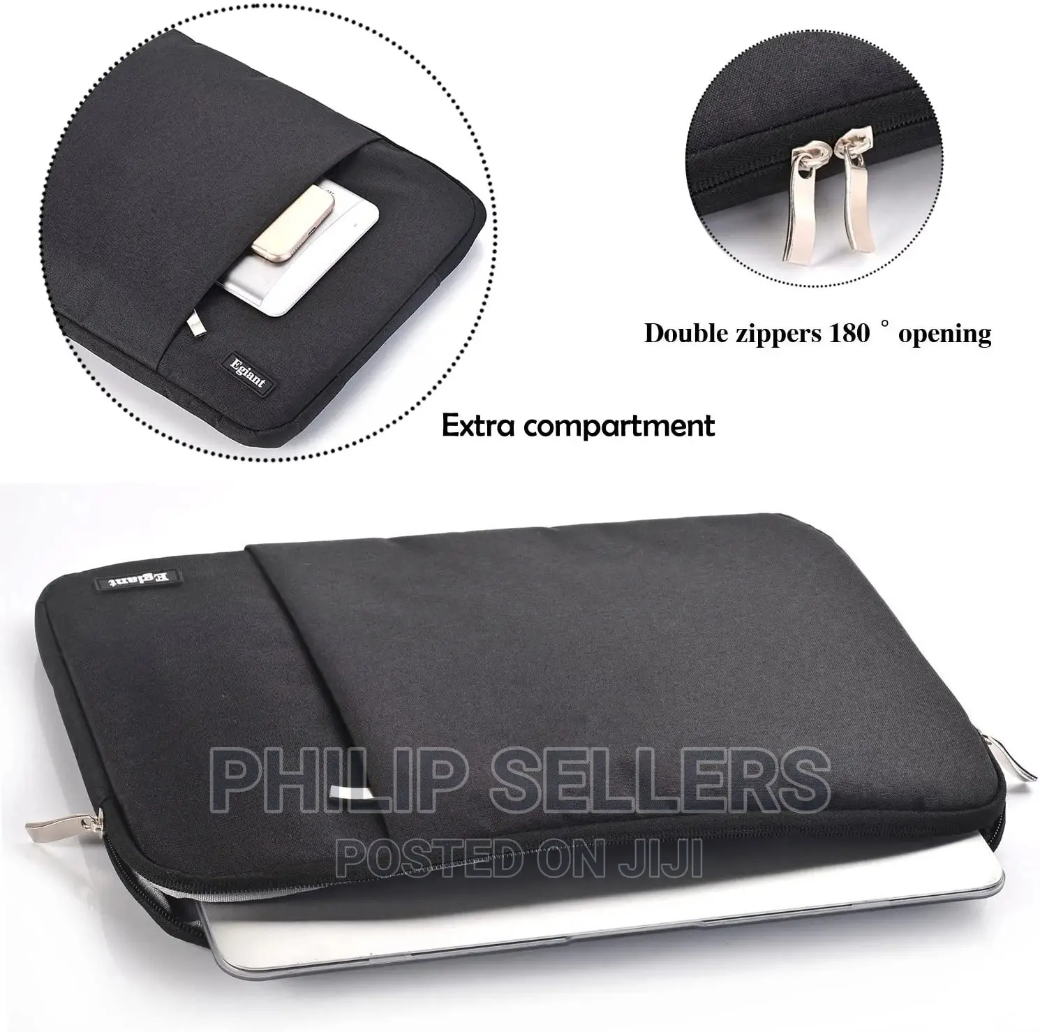 Black Laptop Sleeve Case Cover for School Office Business