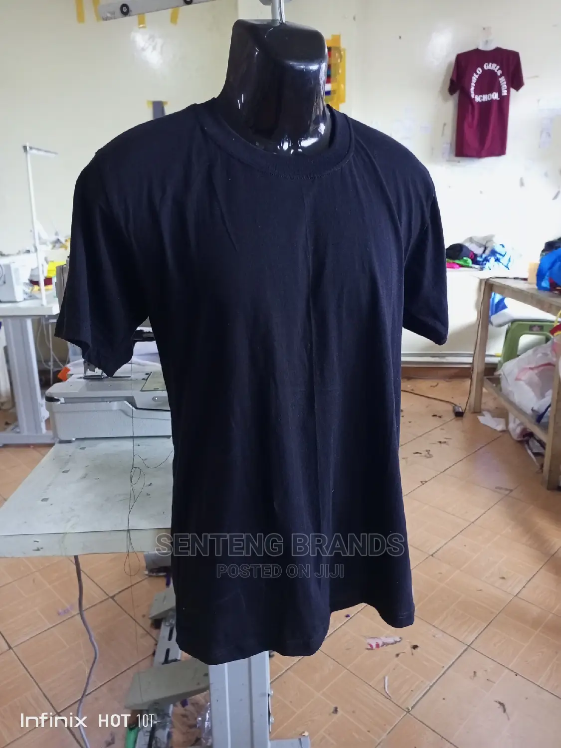 Black Cotton Plain T-Shirts