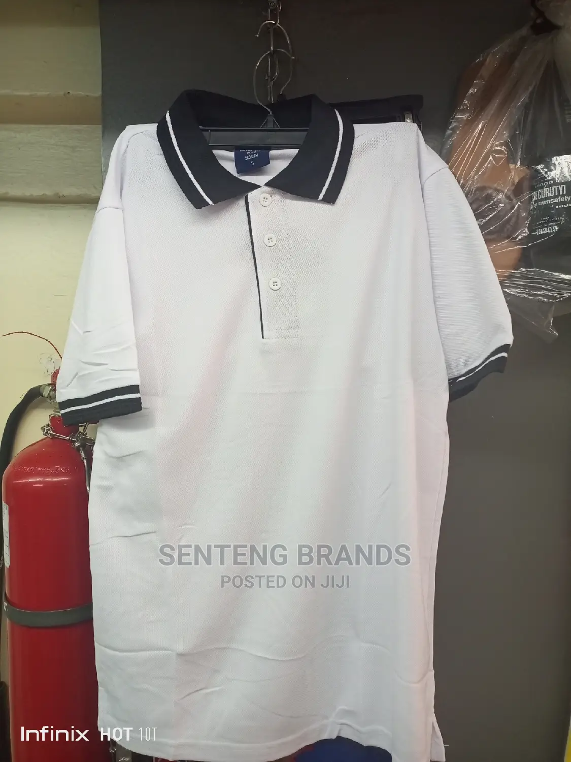 White Polo T-Shirts With Black Color