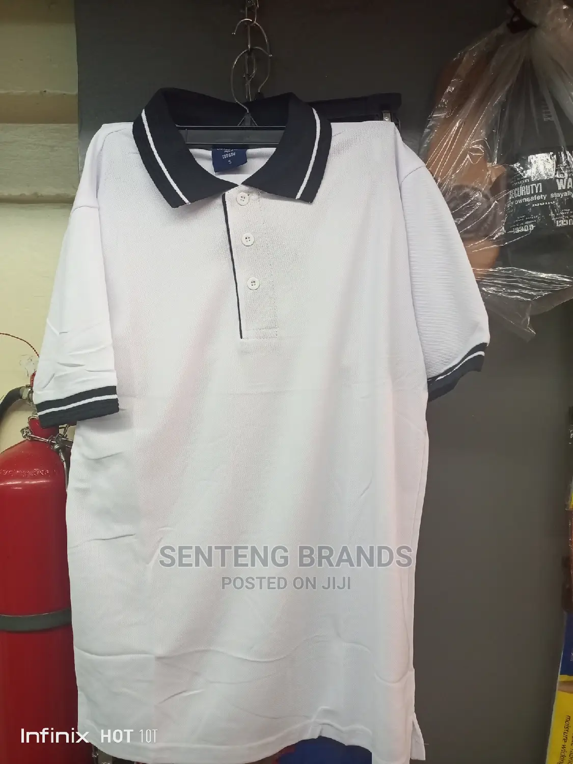 White Polo T-Shirts With Black Color