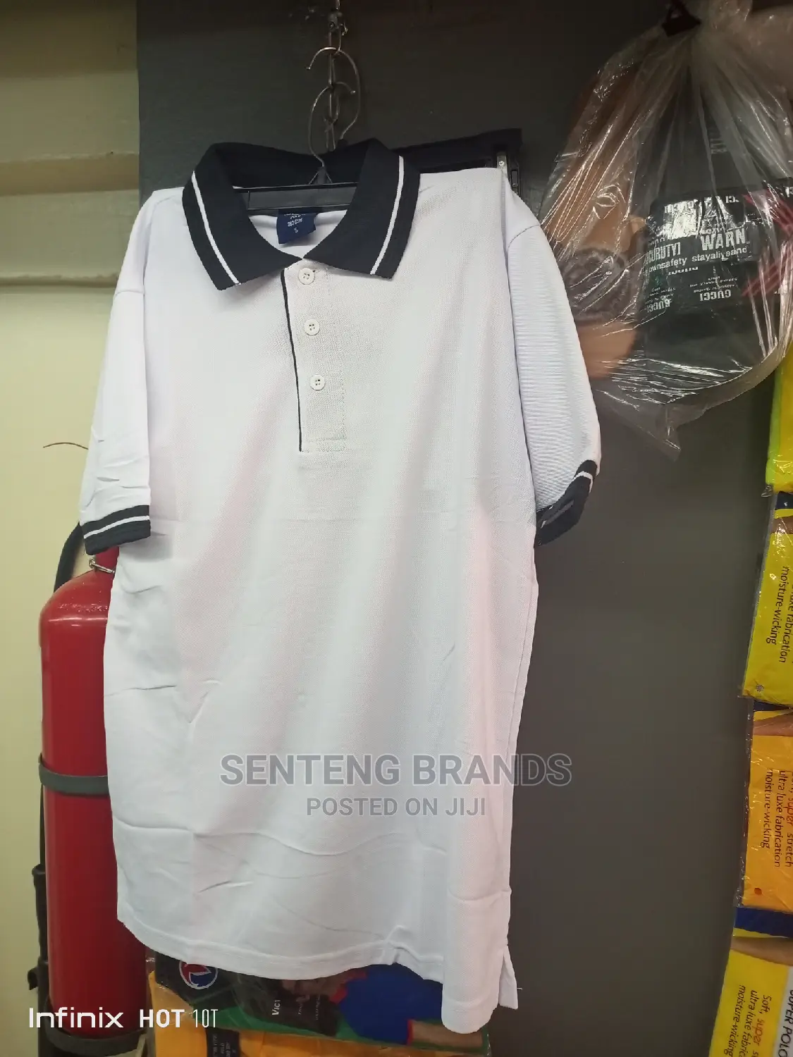 White Polo T-Shirts With Black Color