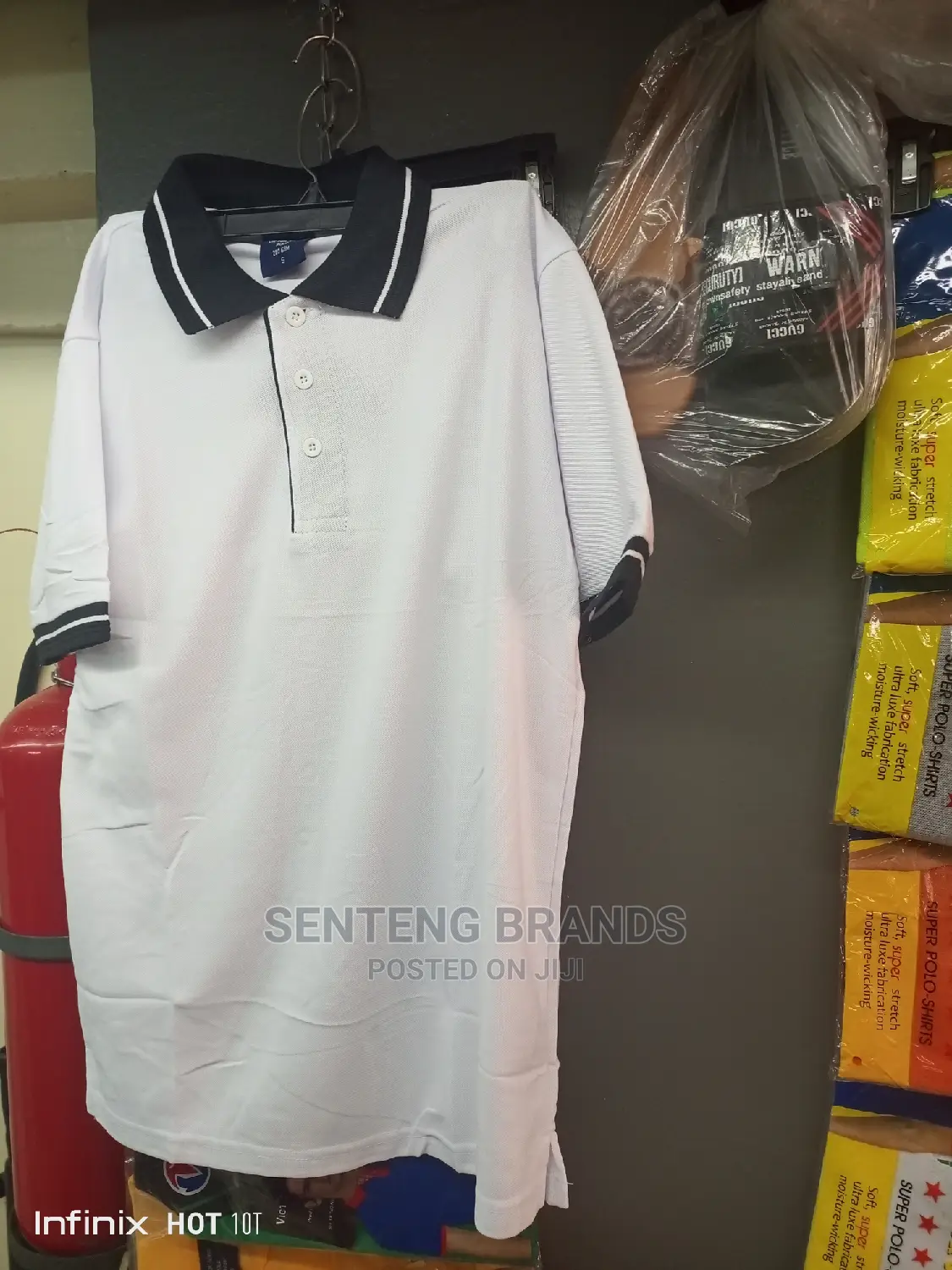 White Polo T-Shirts With Black Color