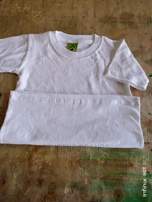 Kids White Plain Cotton T-Shirts