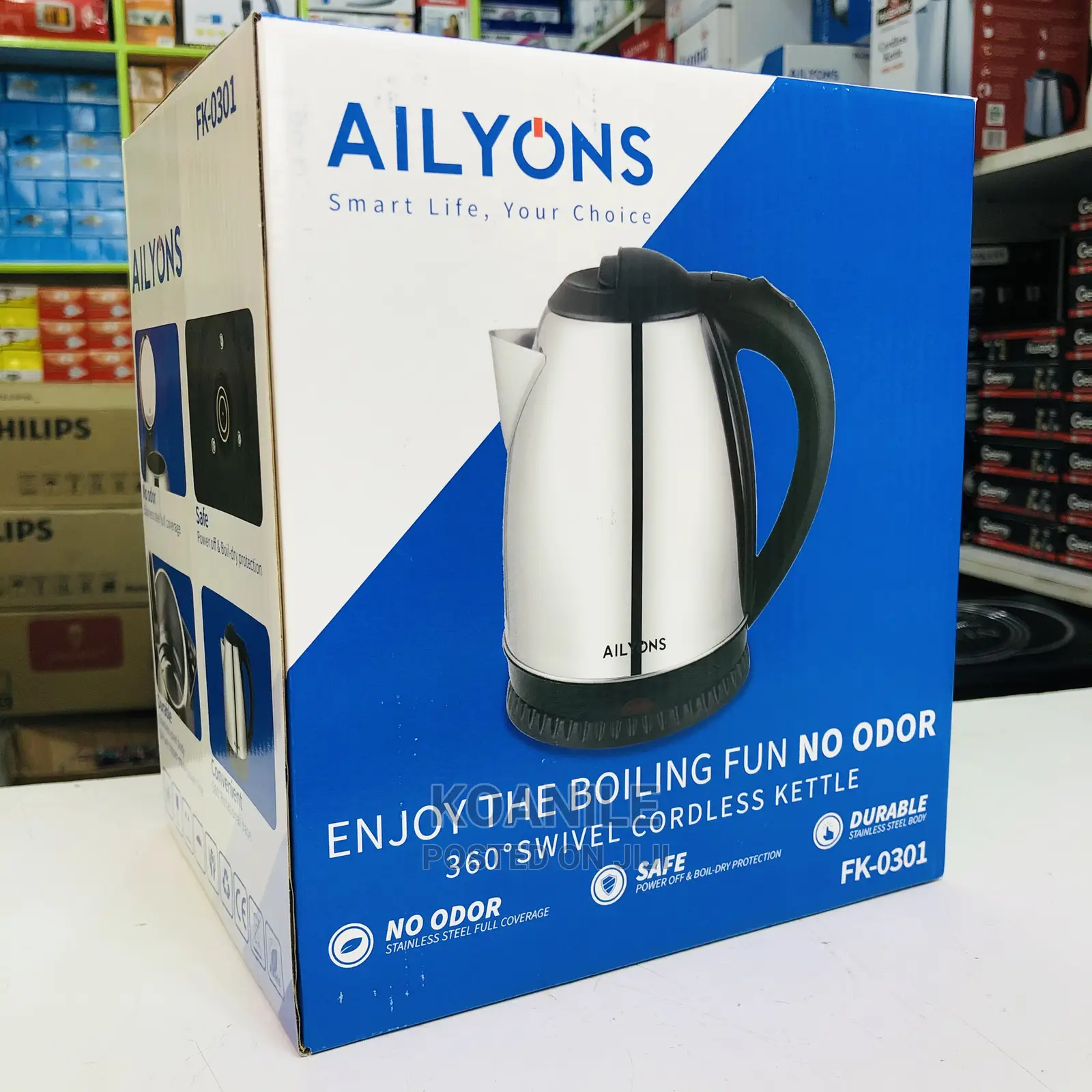 AILYONS FK-0301 1.8L Stainless Steel Electric Kettle