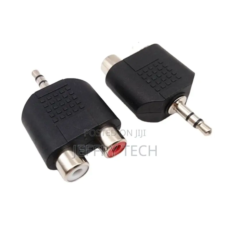 3.5mm Male Plug to 2 RCA Female Socket White Left Channel Re