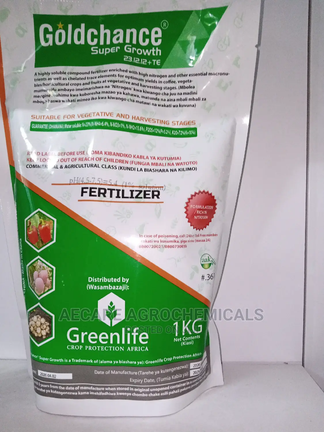 Gold Chance Super Growth Foliar Fertilizers 23.12.12+Te 1kg