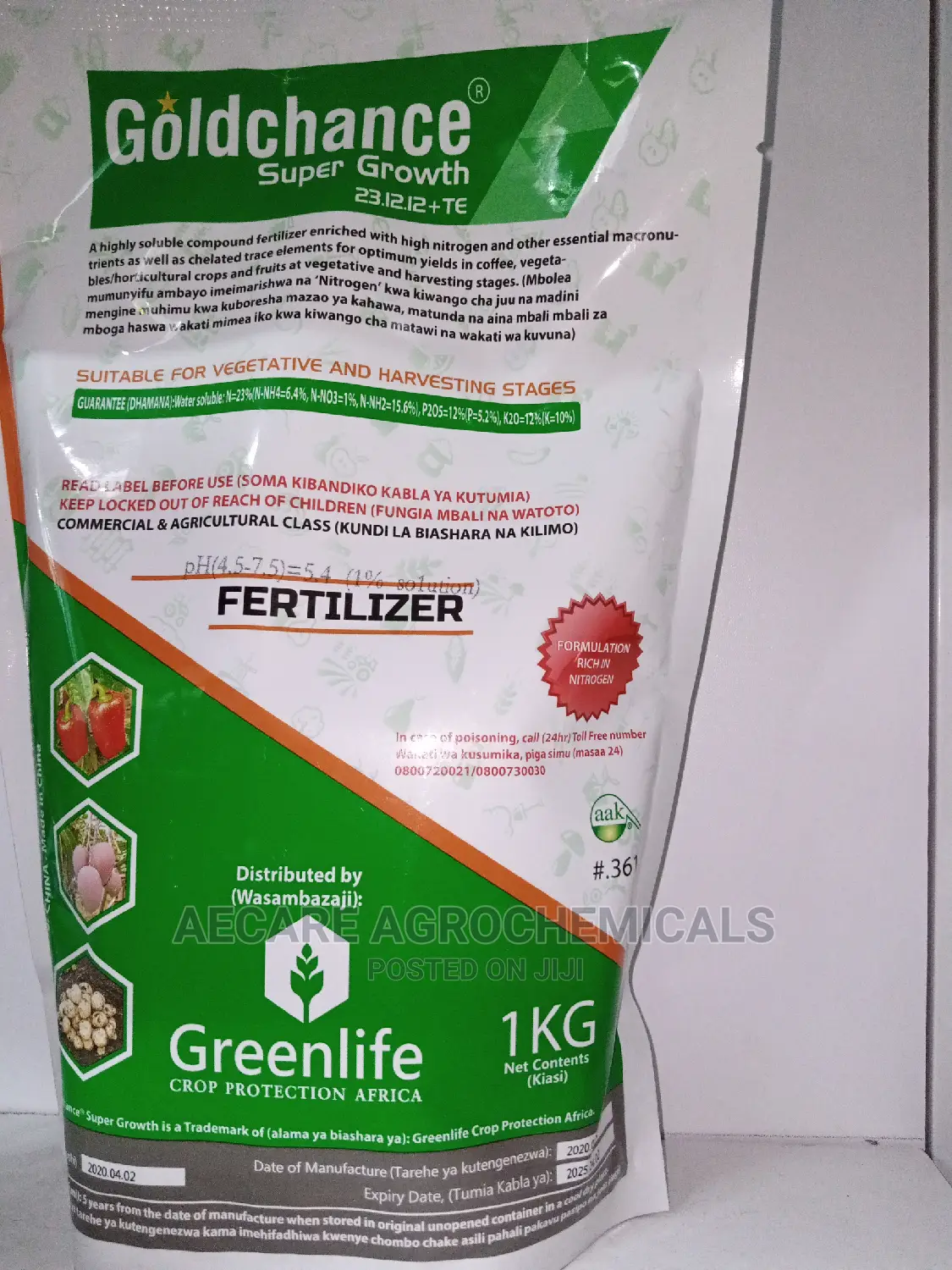 Gold Chance Super Growth Foliar Fertilizers 23.12.12+Te 1kg