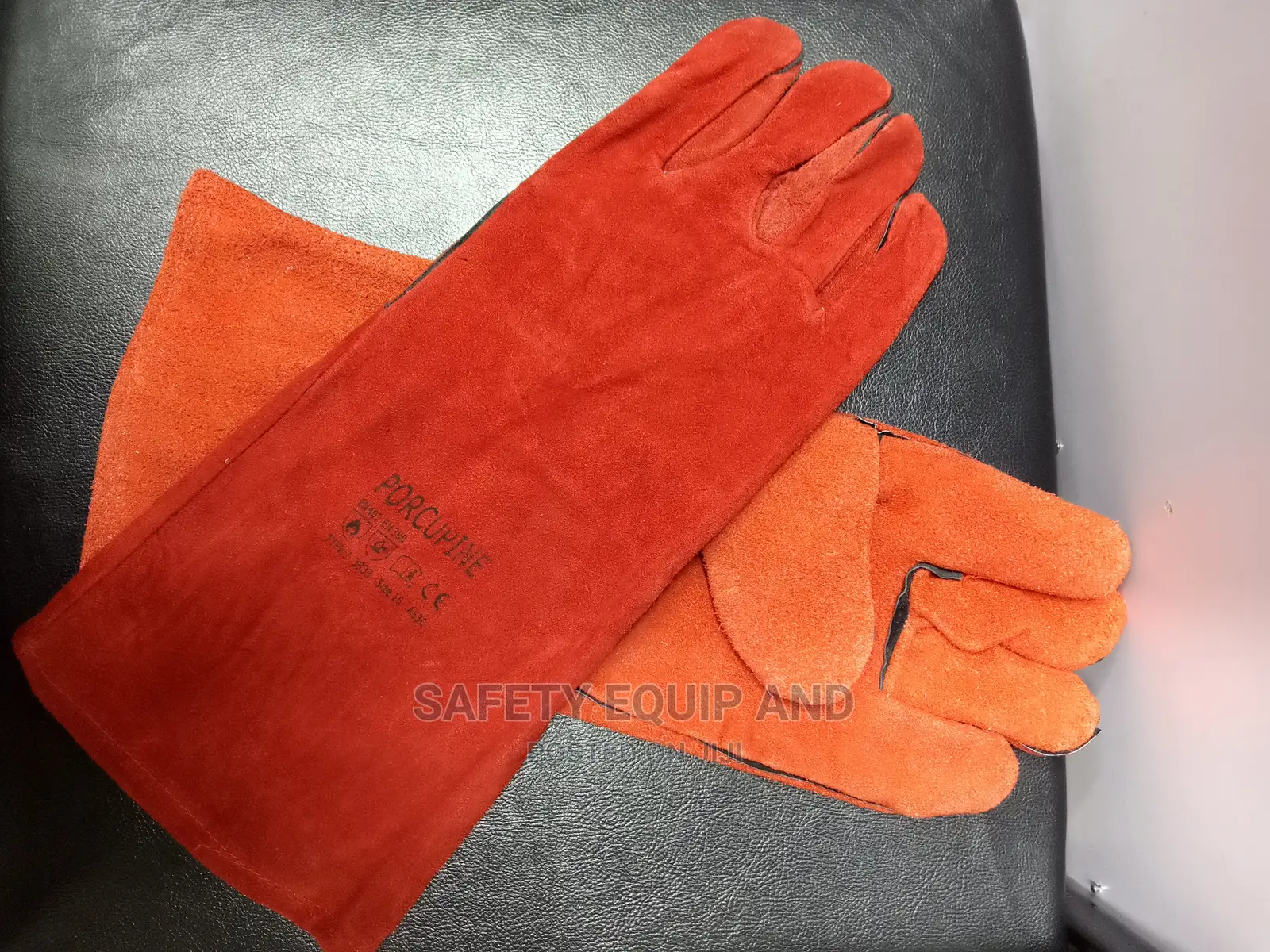 Welding Gloves-Red, Long Quality Leather Gloves