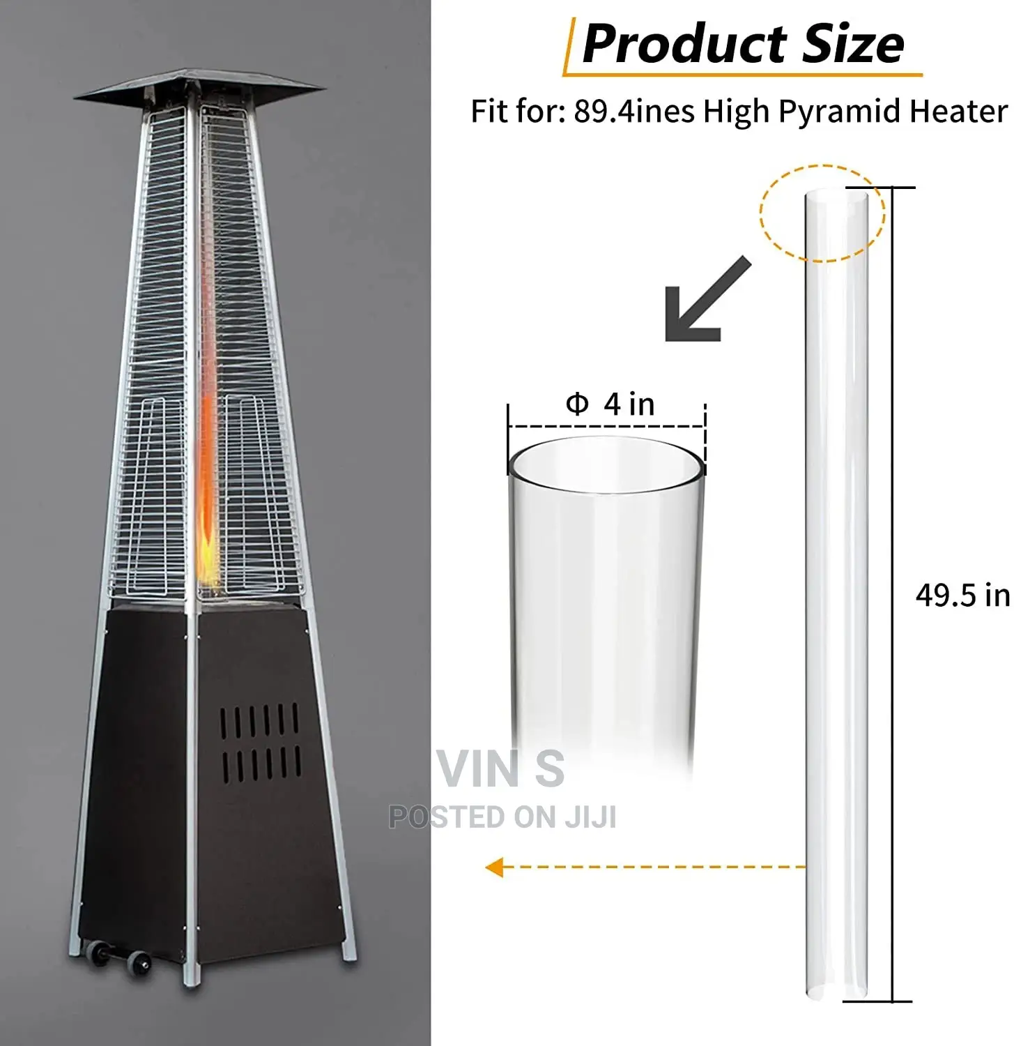 Glass Tube Replacement for Pyramid Gas Patio Heater/