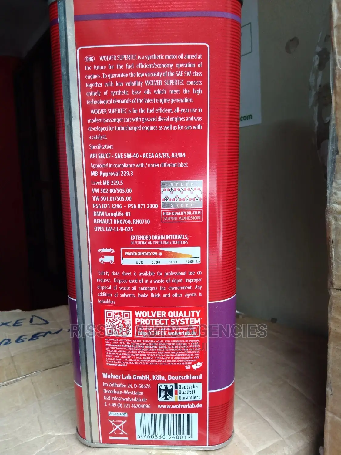 Wolver 5w40 Fully Synthetic Engine Oil Made in Germany.