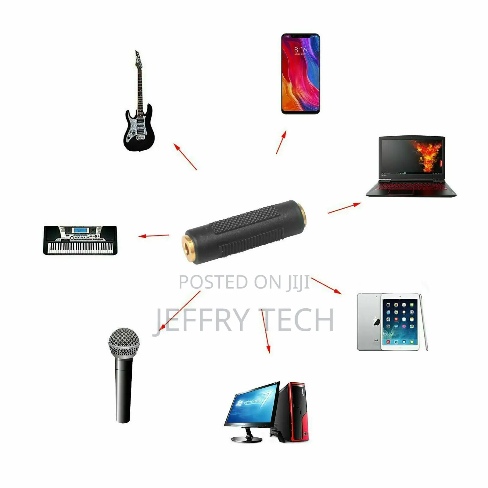 Stereo 3.5mm Aux Female to Female 1/8" F/F Jack Audio Couple