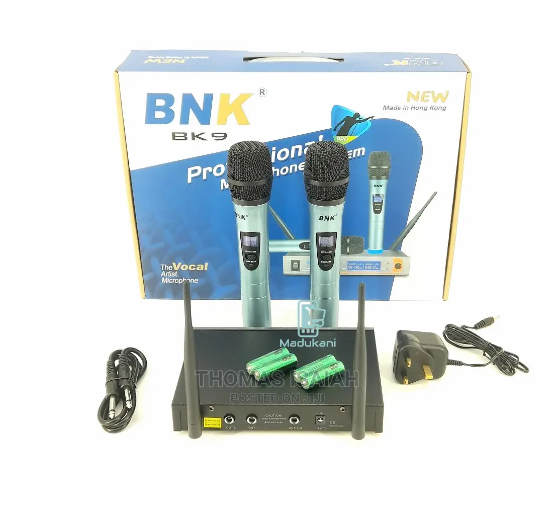 BNK BK9 UHF Dual Channel Wireless Microphone System