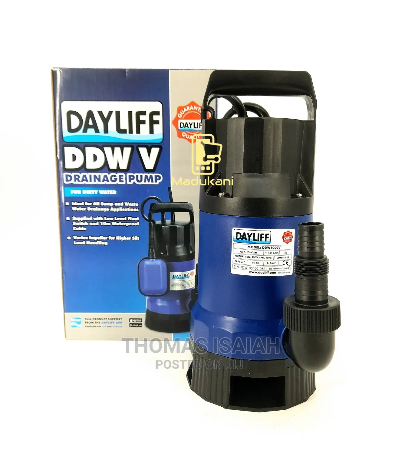 Dayliff DDW v 1000V Drainage Pump Submersible Electric Drain