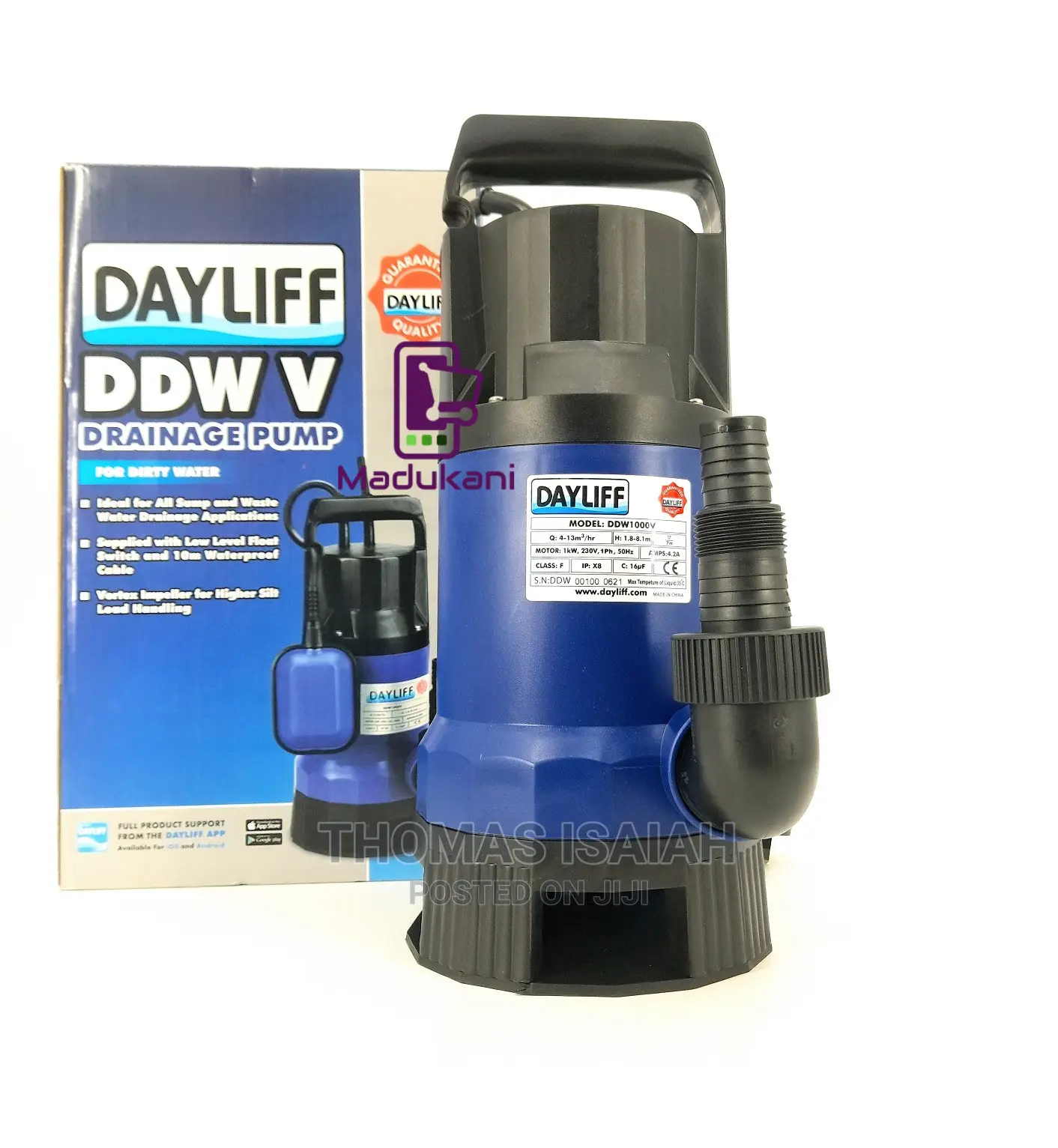 Dayliff DDW v 1000V Drainage Pump Submersible Electric Drain