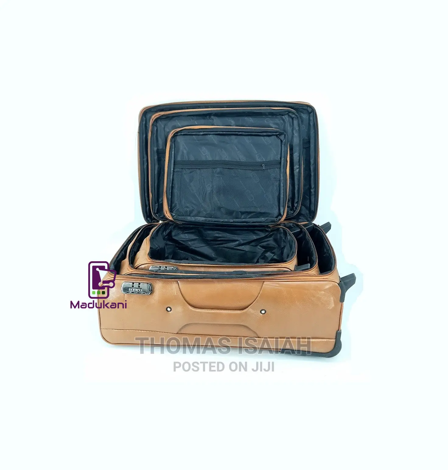3PCS Faux Leather Deluxe Luggage Suitcase With TSA Lock And