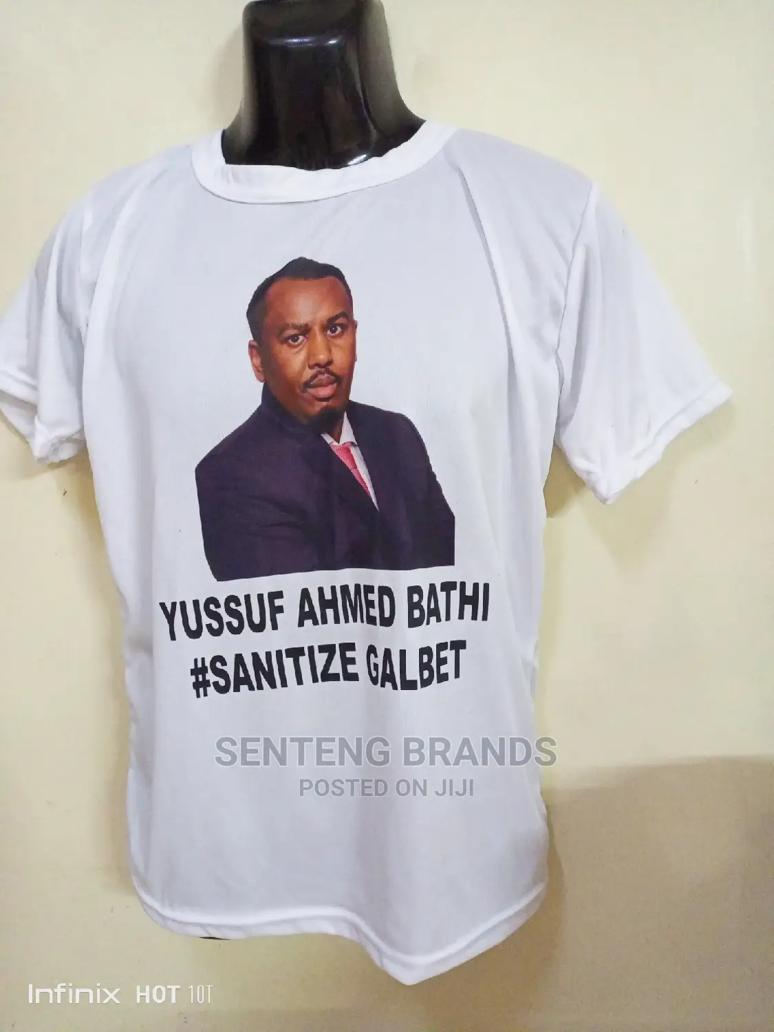 White Printed T-Shirts Front Photo Words Back