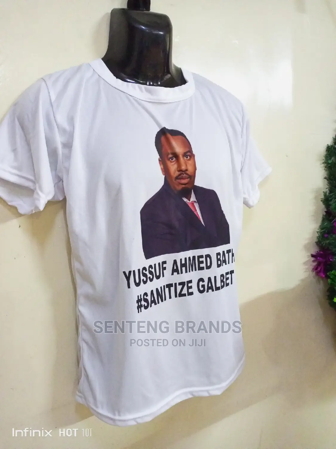 White Printed T-Shirts Front Photo Words Back