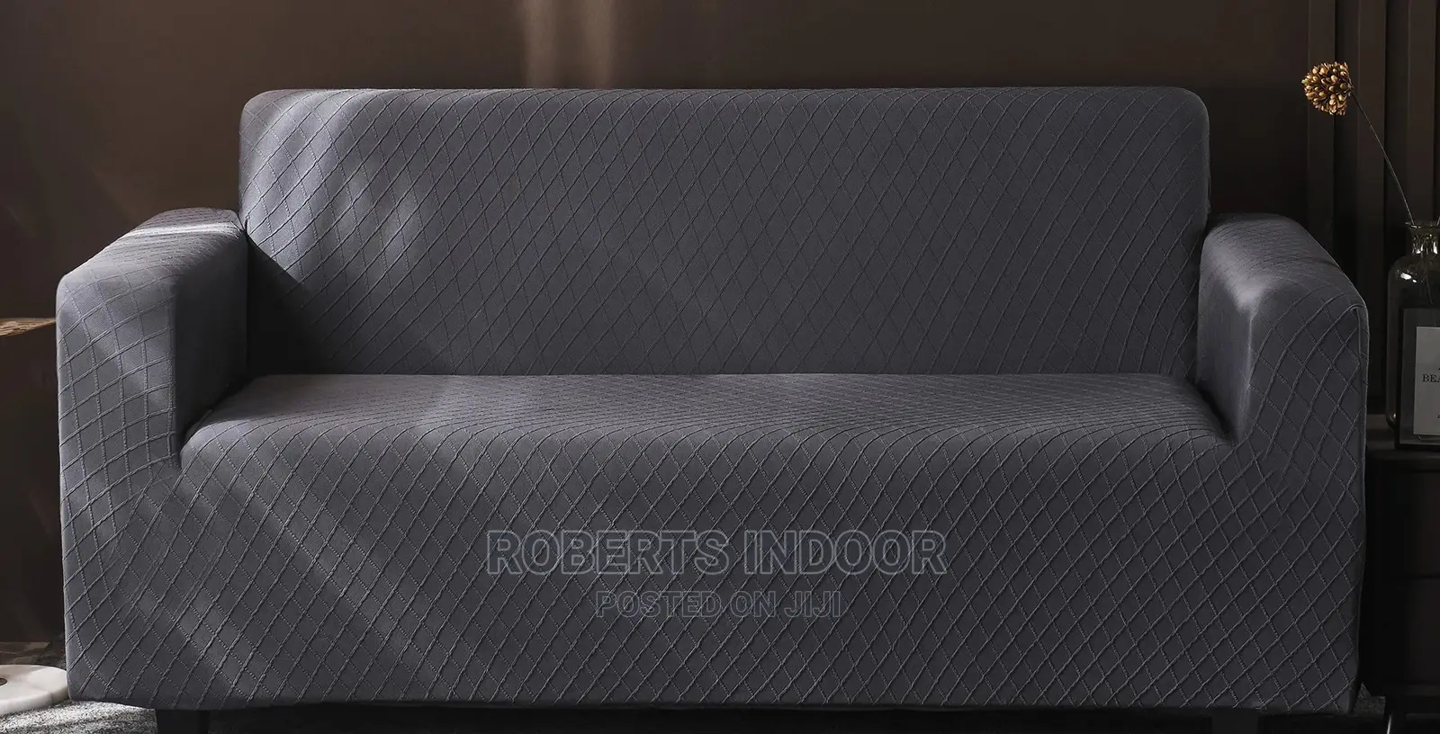 2 Sitter Dark Grey Jacquard Sofa Cover