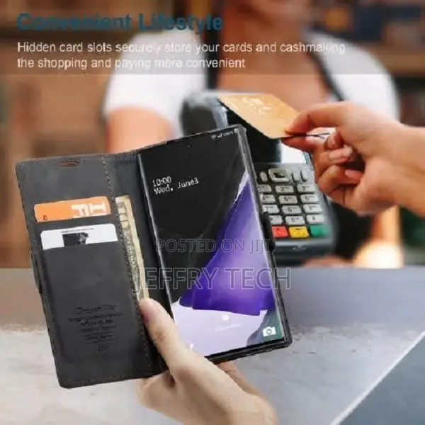 Wallet Stand Magnetic Flip Case for Samsung Note 20 - Black