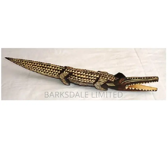 African Hand Carved Wooden Animal Crocodile Sculpture
