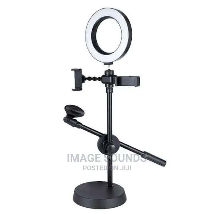 Table Ring Light With Phone and Mic Holder