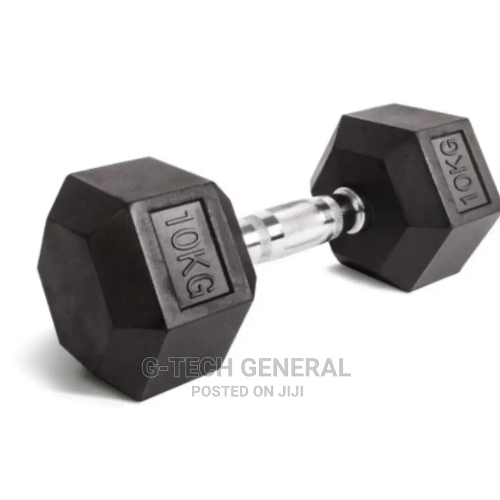 Rubber Coated Hexagon Dumbbells -10kg Single Hand