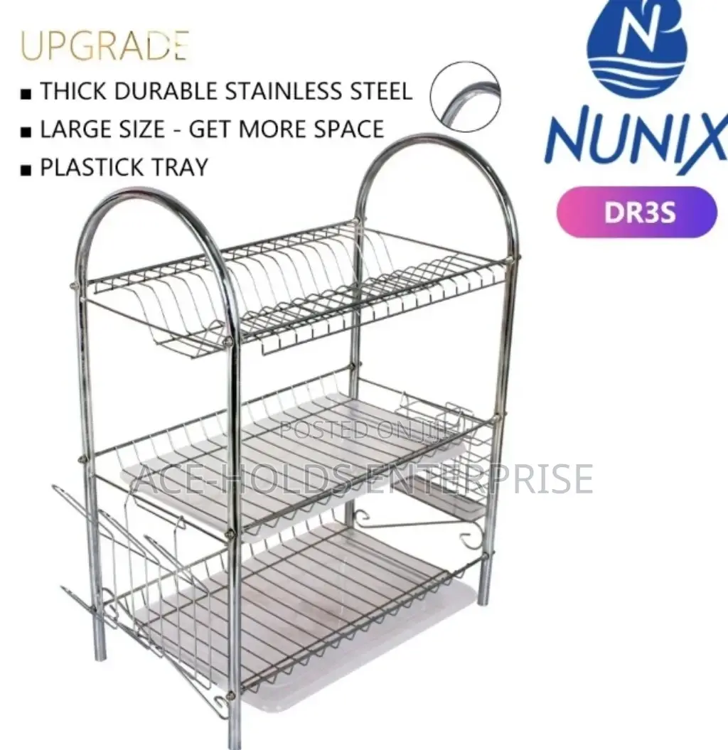 3 Layers Nunix Stainless Steel Three Layers Dish Rack.