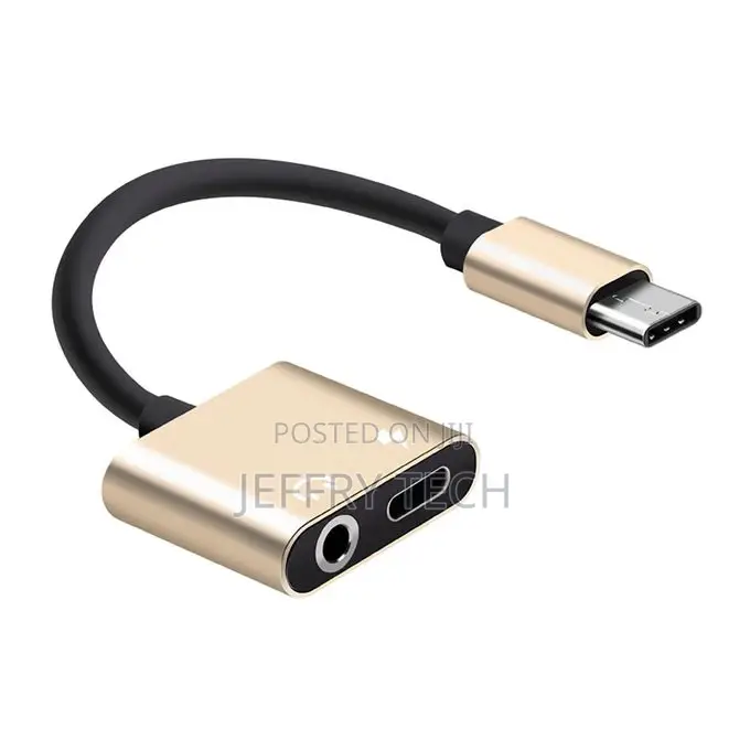 2 in 1 Typec to 35mm AUX Audio Headphone Adapter Charger Cab