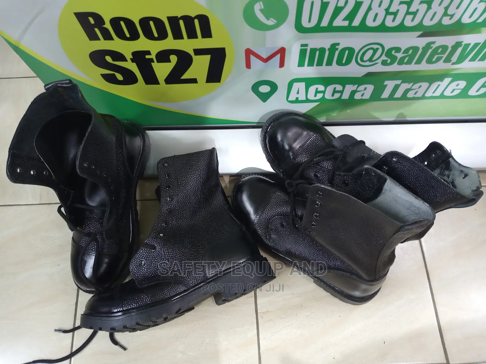 Black Leather Boots for Security Guards