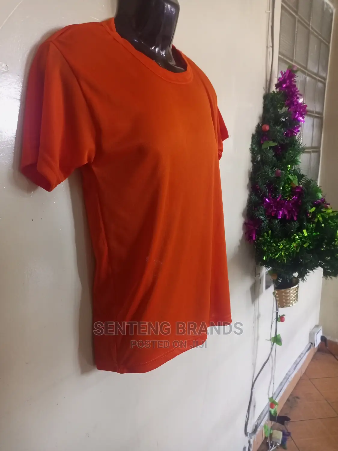 Orange Plain T-Shirts Polyester Tshirts for Campaign