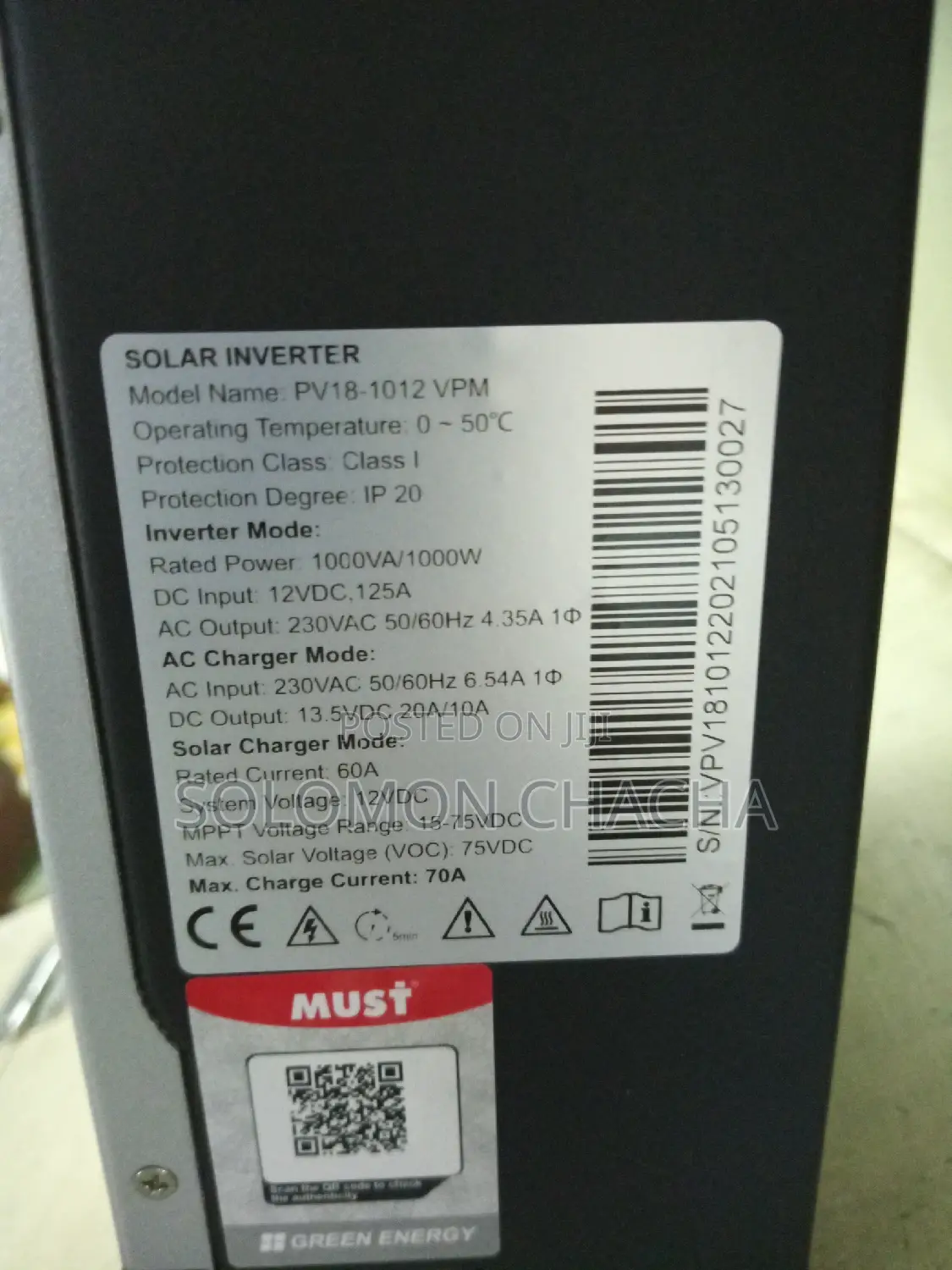 Must Hybrid Inverter 1kva Maximum 1.5kva