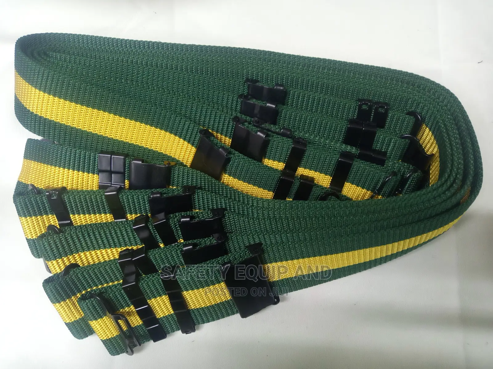 Green Safety Belts With Yellow Stripes