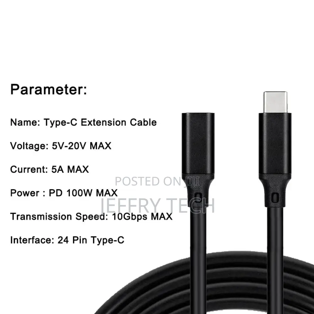 1M Type-C Extension Cable Male to Female Fast Charging USB-C