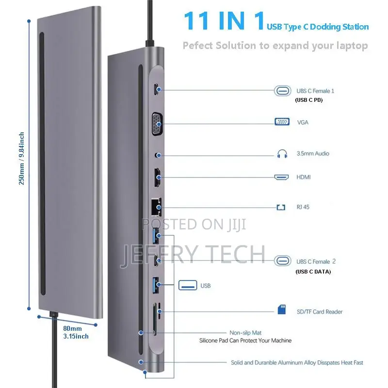 11 in 1 Usb Type C Hub Adapter Laptop Docking Station Hdmi V