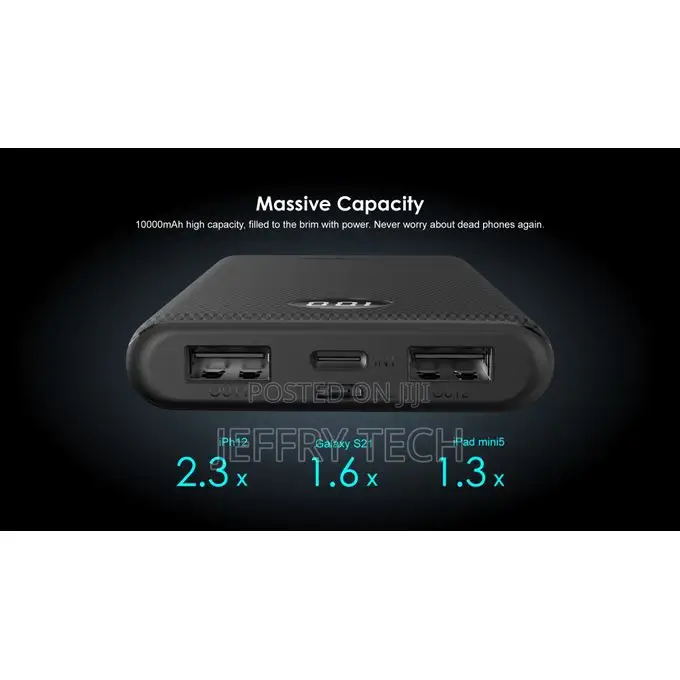 Oraimo Optimized Slim 10,000 Mah Powerbank -Black