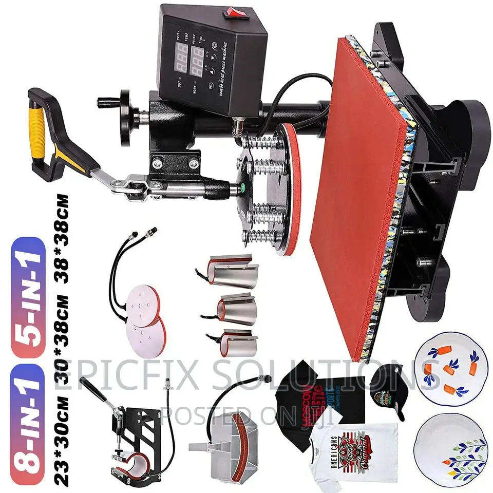 Heat Press Combo Machine 8 in 1 Available