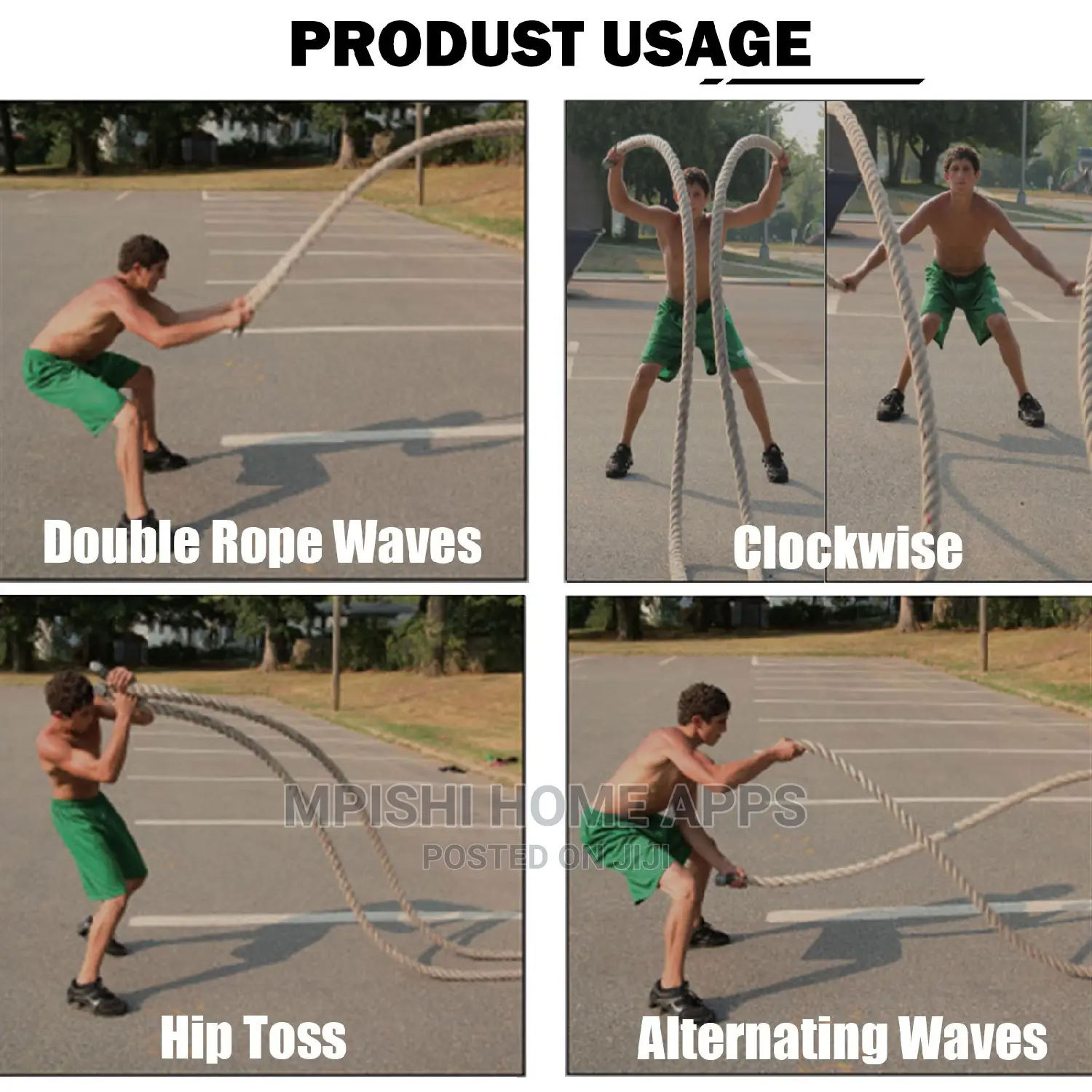 Battle Rope With Wall Ground Anchor