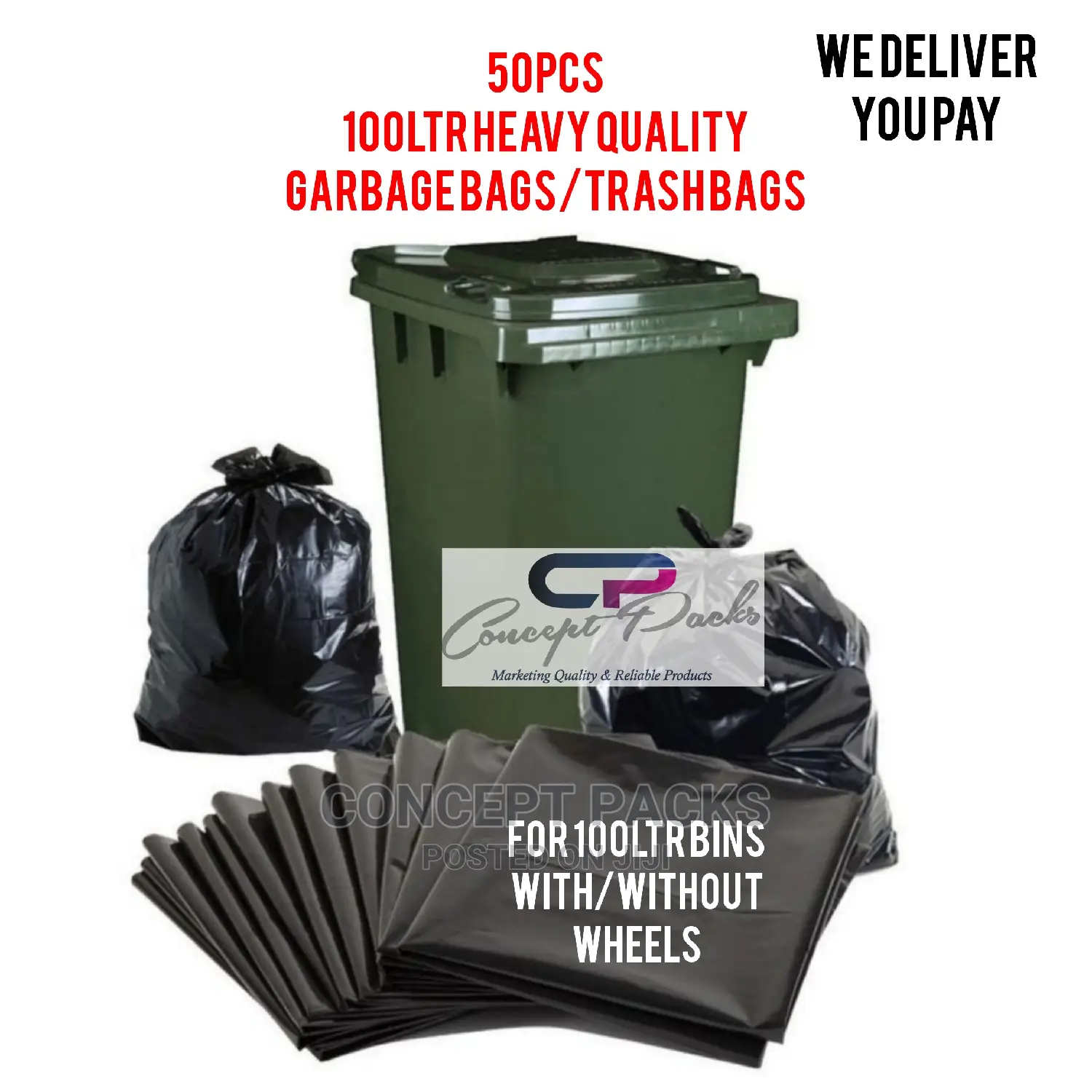 100ltr- BIG Heavy Duty Garbage Bags.