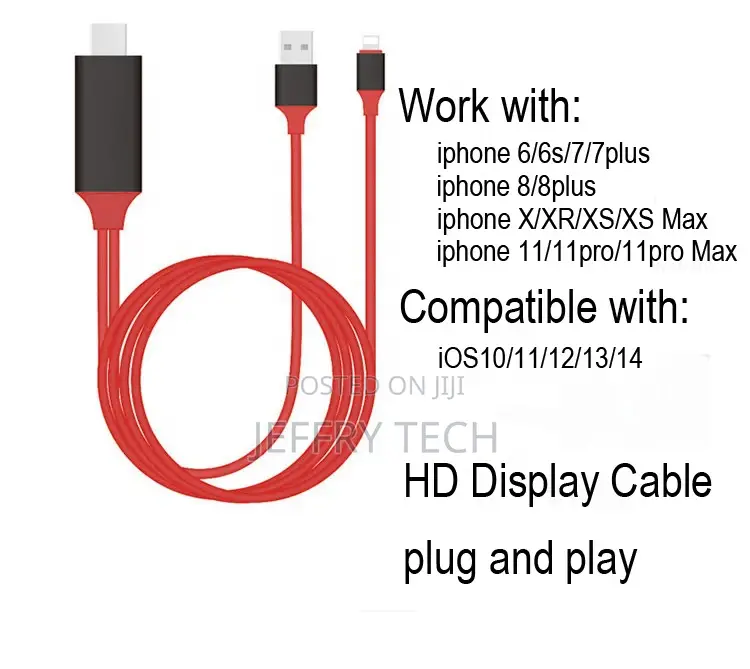 2m for iPhone to HDTV Cable for iPhone to TV Projector