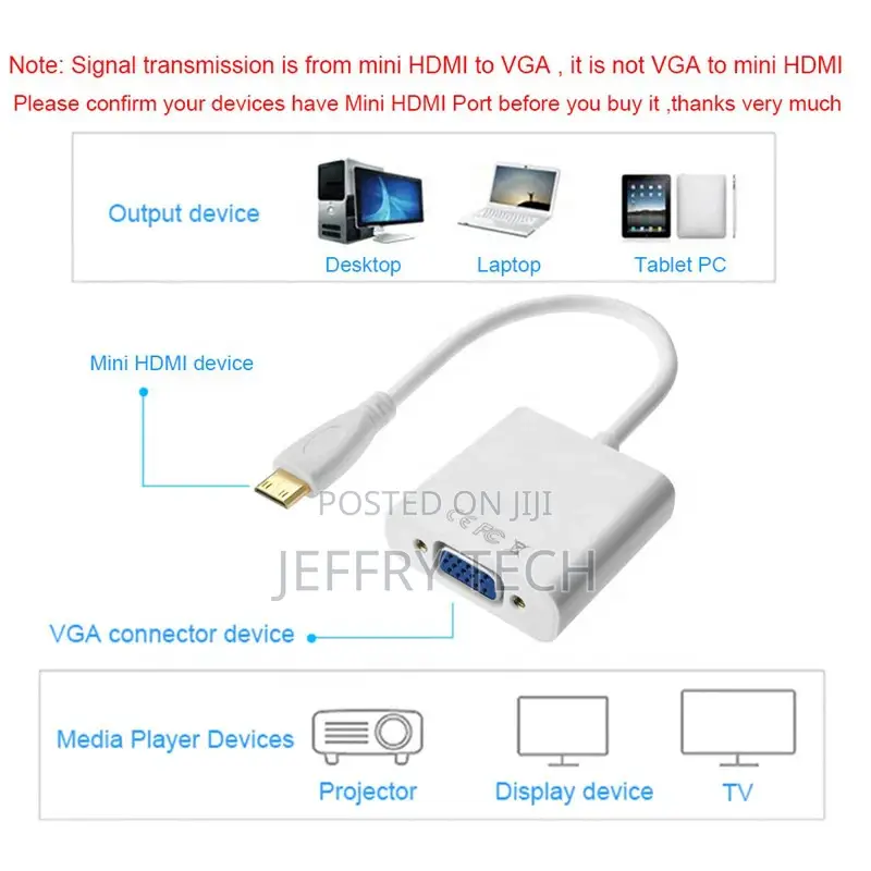 Mini HDMI Male to VGA Female Port Cable Adapter Converter