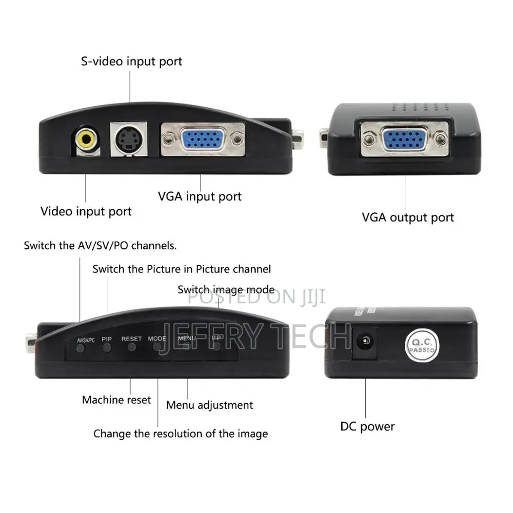 Convertor Box AV RCA CVBS to VGA Video Converter Conversor F